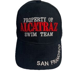 Alcatraz Swim Team Souvenir Hat Black Red San Francisco Adjustable